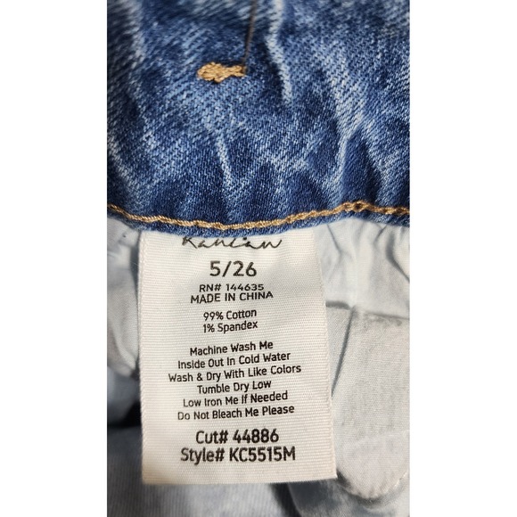 KanCan Two Tone Colorblock Straight Leg Jeans Blue Split Wash Size 5 26 - Picture 9 of 9